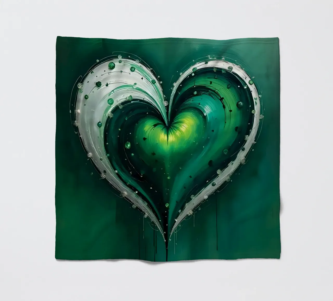 cuore_verde_argento_5 coperta in pile da Pink- und LoveArt by LK