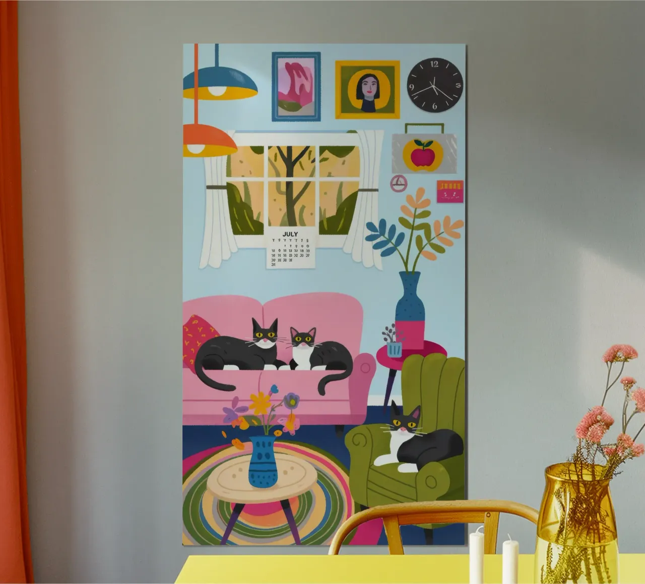 Rifugio per gatti giocosi poster con telaio in alluminio da Lumina Vision
