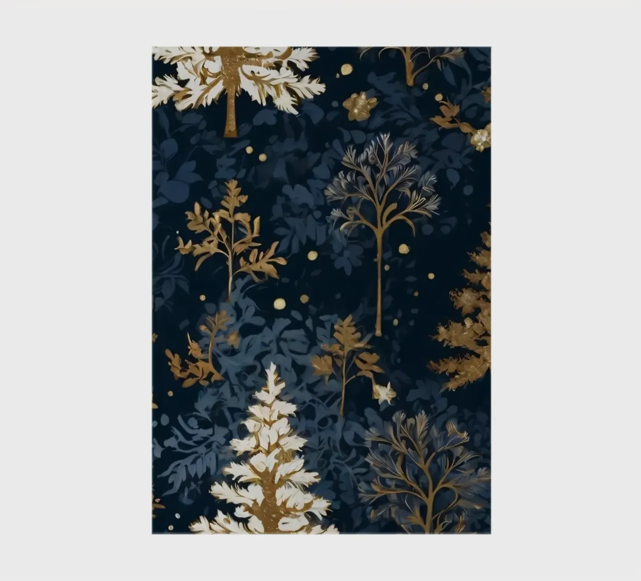 Elegant floral pattern featuring winter trees on a dark back notebook by DesignDoodle