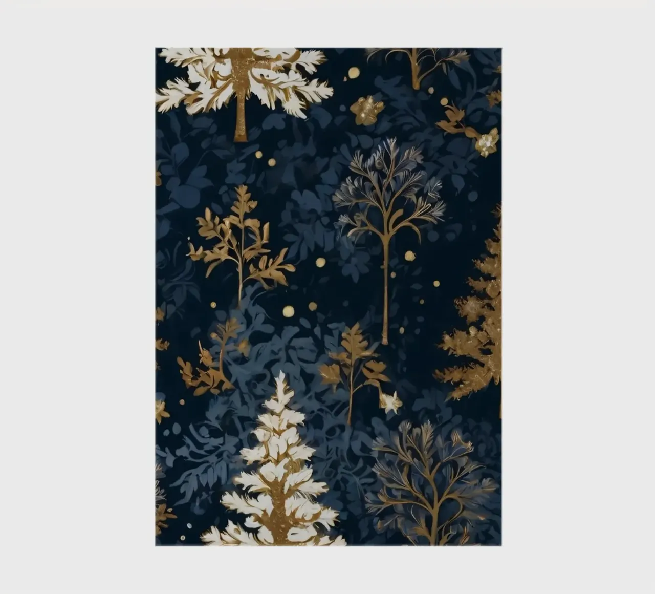 Elegant floral pattern featuring winter trees on a dark back notebook by DesignDoodle