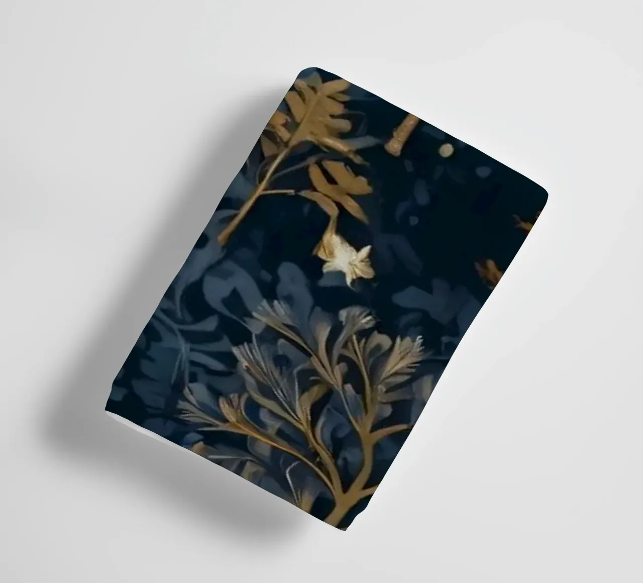 Elegant floral pattern featuring winter trees on a dark back towel by DesignDoodle