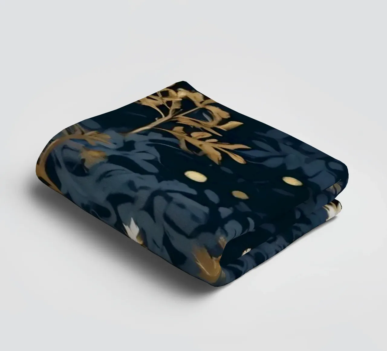 Elegant floral pattern featuring winter trees on a dark back towel by DesignDoodle