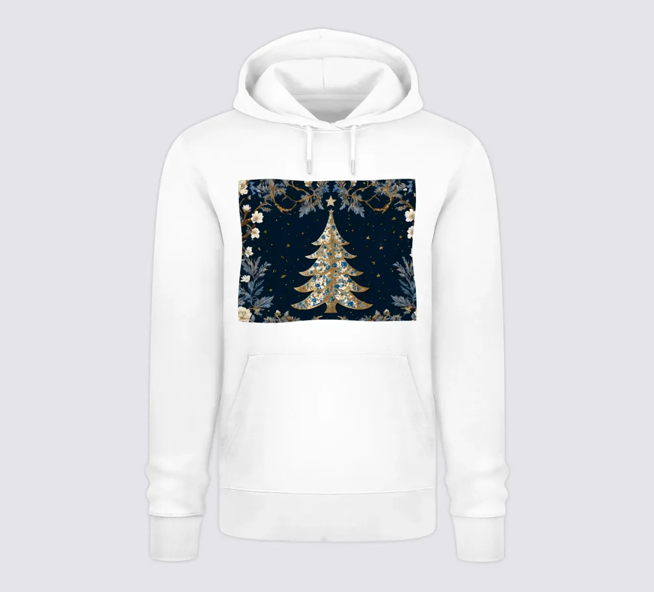 Elegante albero di Natale circondato da elementi floreali felpa con cappuccio da DesignDoodle