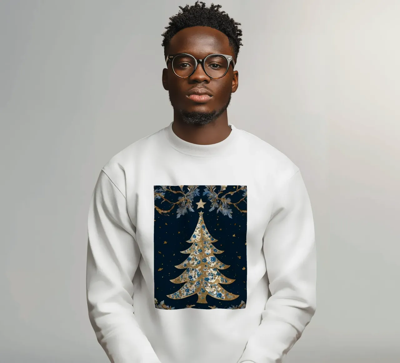 Elegante albero di Natale circondato da elementi floreali felpa da DesignDoodle