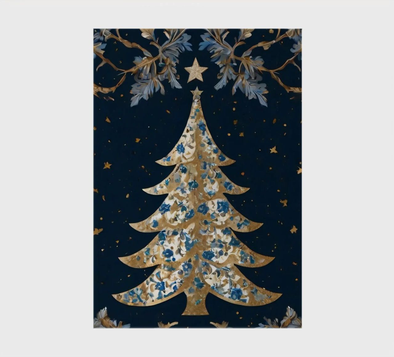 Élégant sapin de Noël entouré d'éléments floraux carnet de notes de DesignDoodle