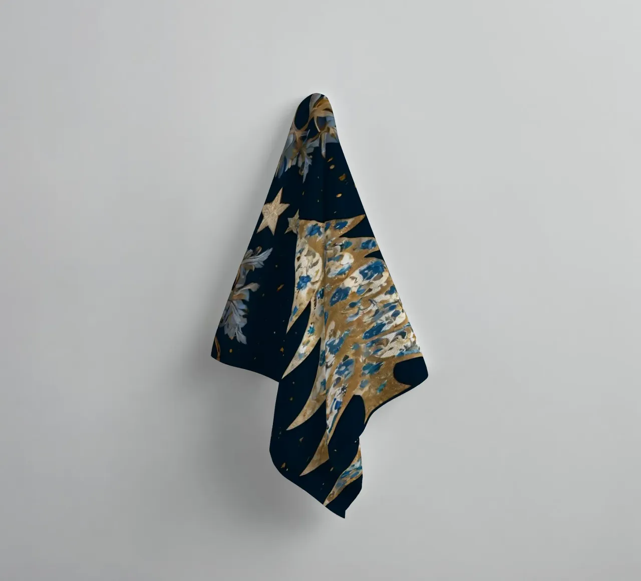 Elegant Christmas tree design surrounded by floral elements towel by DesignDoodle