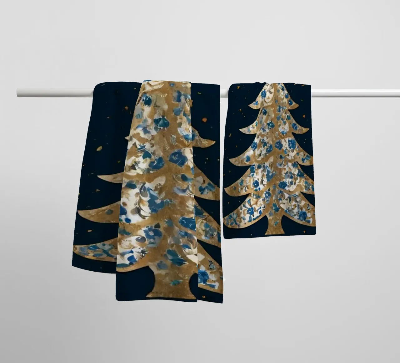 Elegant Christmas tree design surrounded by floral elements towel by DesignDoodle