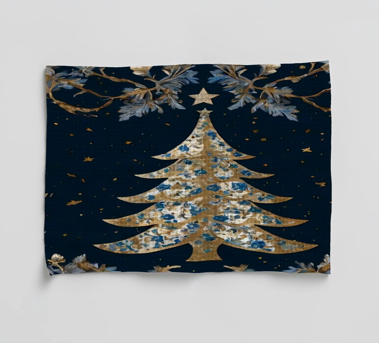 Élégant sapin de Noël entouré d'éléments floraux torchon de DesignDoodle