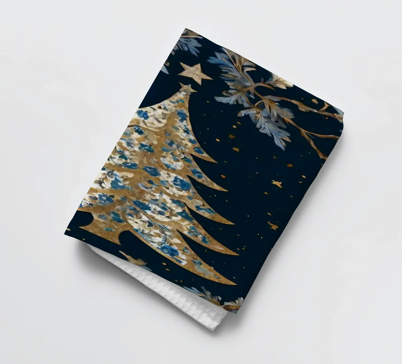 Elegante albero di Natale circondato da elementi floreali canovaccio da cucina da DesignDoodle