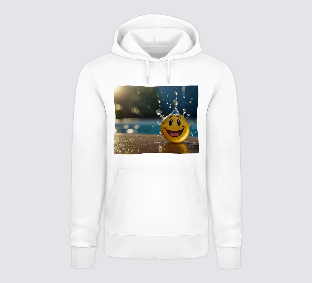 Un jouet jaune au smiley joyeux éclabousse dans l'eau. sweat à capuche de DesignDoodle