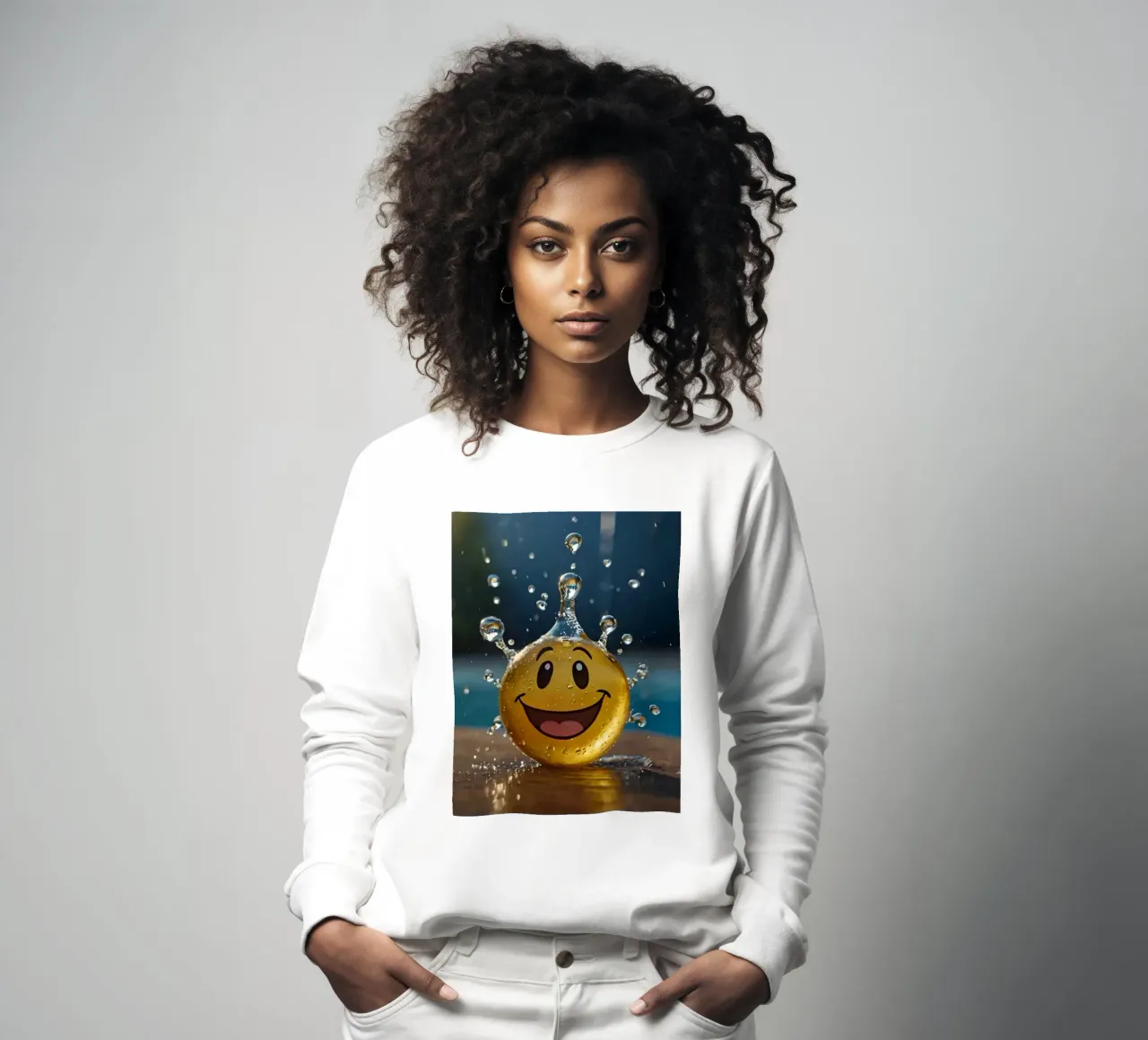 Un jouet jaune au smiley joyeux éclabousse dans l'eau. sweat de DesignDoodle