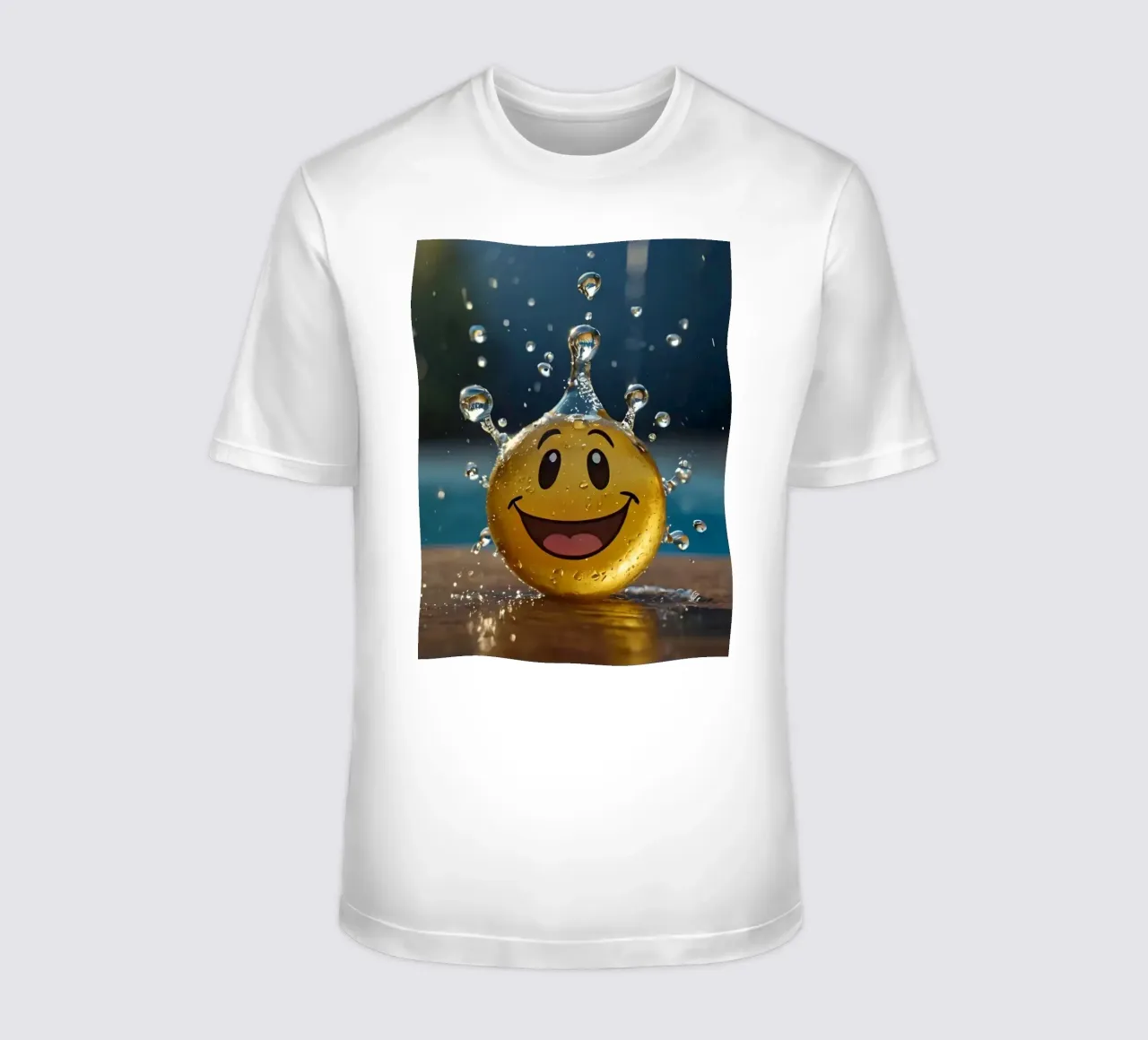 Un jouet jaune au smiley joyeux éclabousse dans l'eau. t-shirt de DesignDoodle
