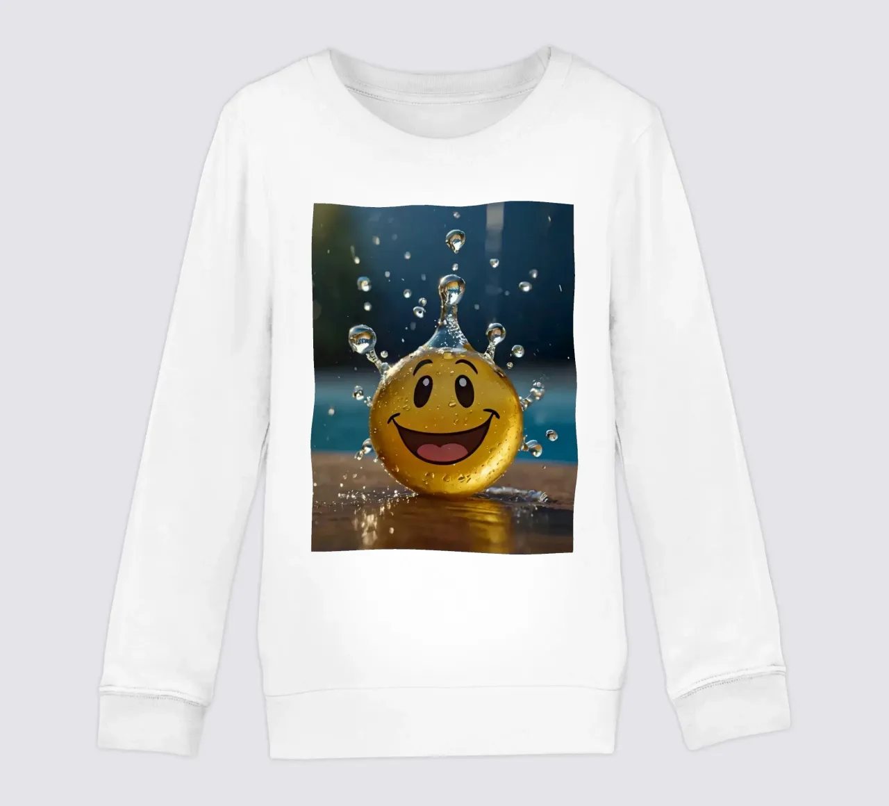 Un jouet jaune au smiley joyeux éclabousse dans l'eau. sweat enfant de DesignDoodle