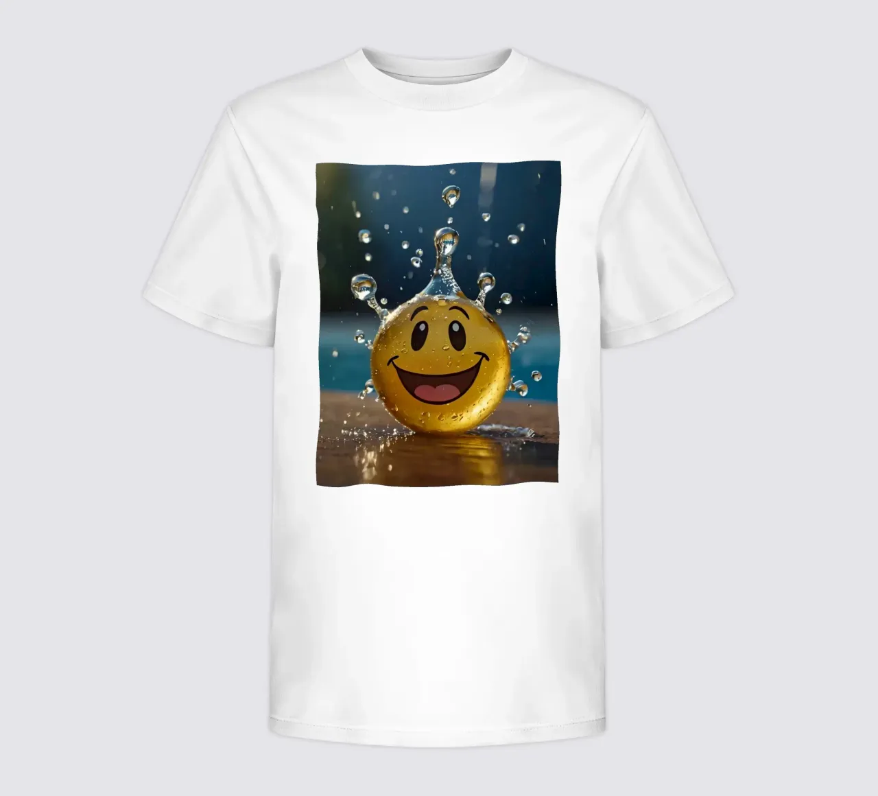 Un jouet jaune au smiley joyeux éclabousse dans l'eau. t-shirt enfant de DesignDoodle