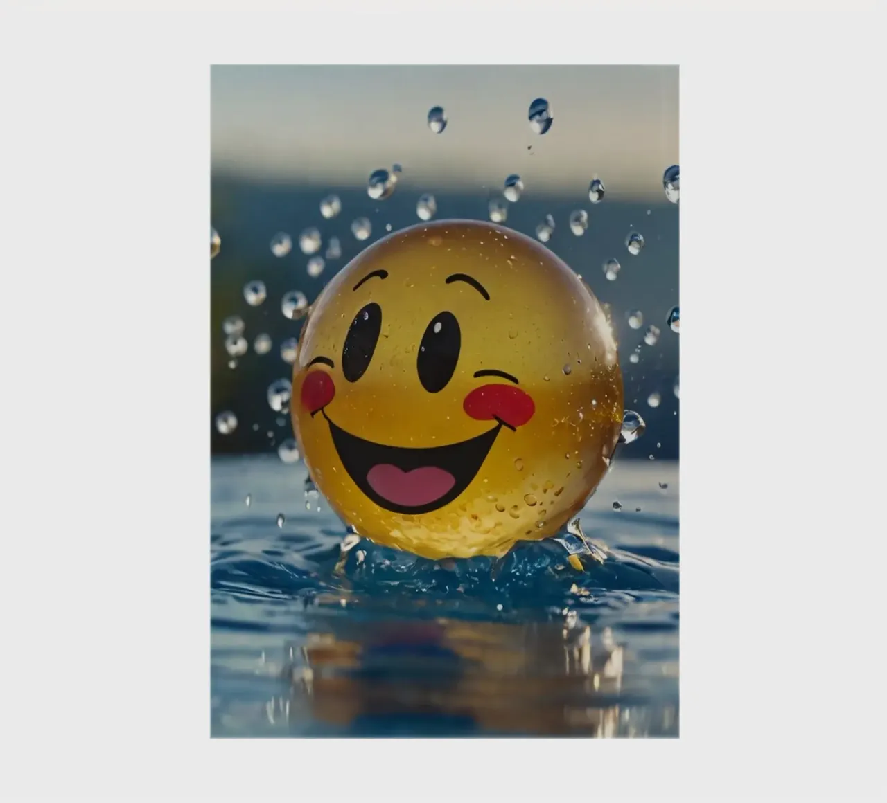 A cheerful smiling ball splashing into a serene pool notebook by DesignDoodle