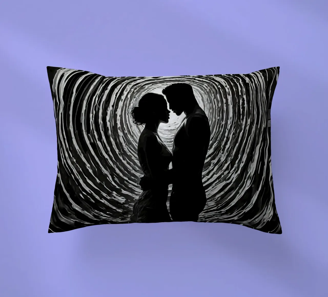 Un momento di intimità immortalato tra una coppia che si staglia in un angolo cuscino da DesignDoodle