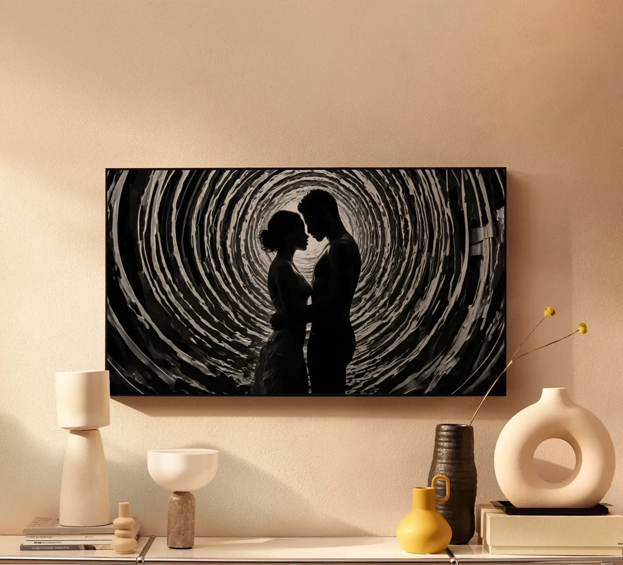 Un momento di intimità immortalato tra una coppia che si staglia in un angolo plexiglass da DesignDoodle