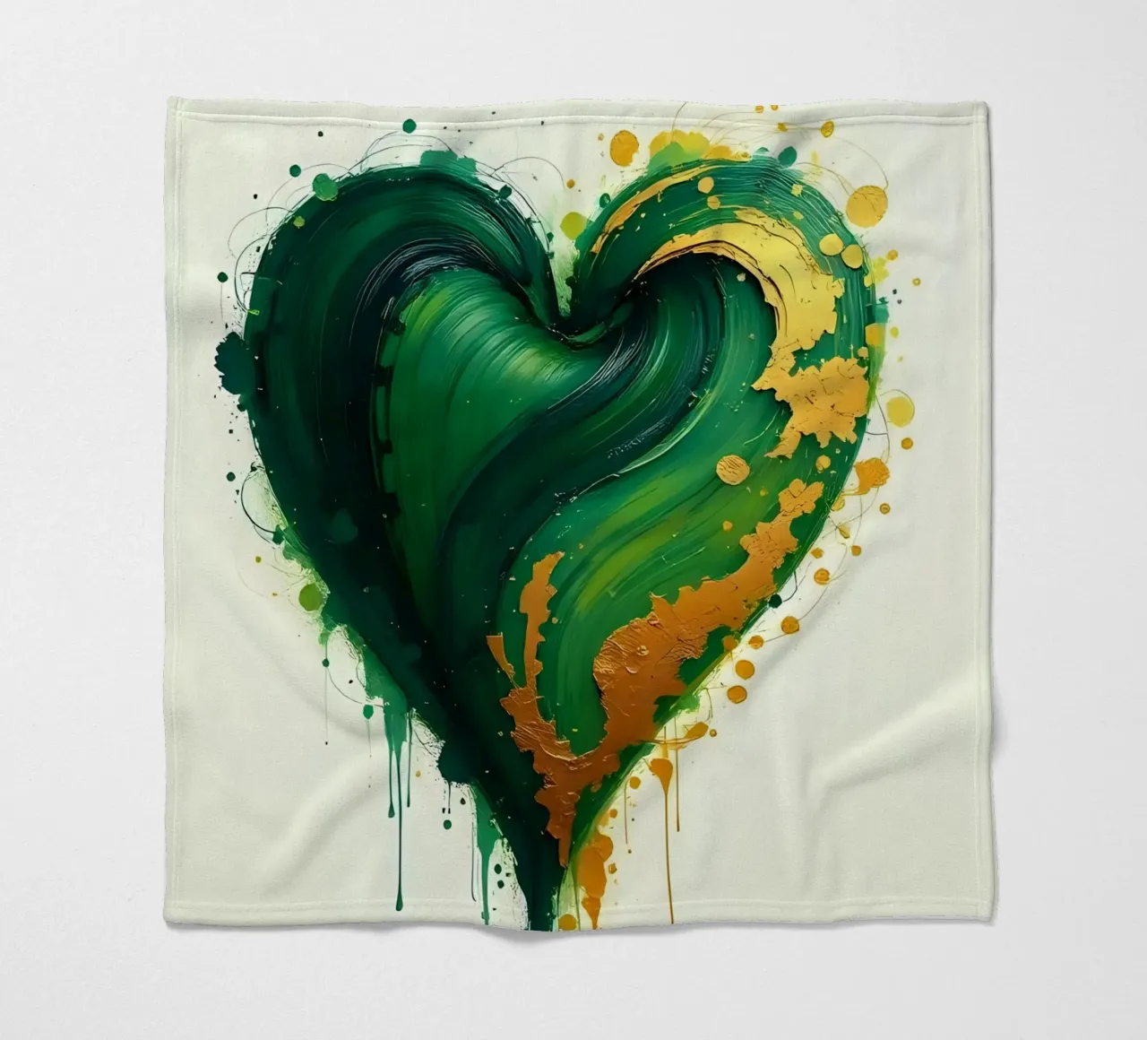 cuore_verde_oro_2 coperta in pile da Pink- und LoveArt by LK