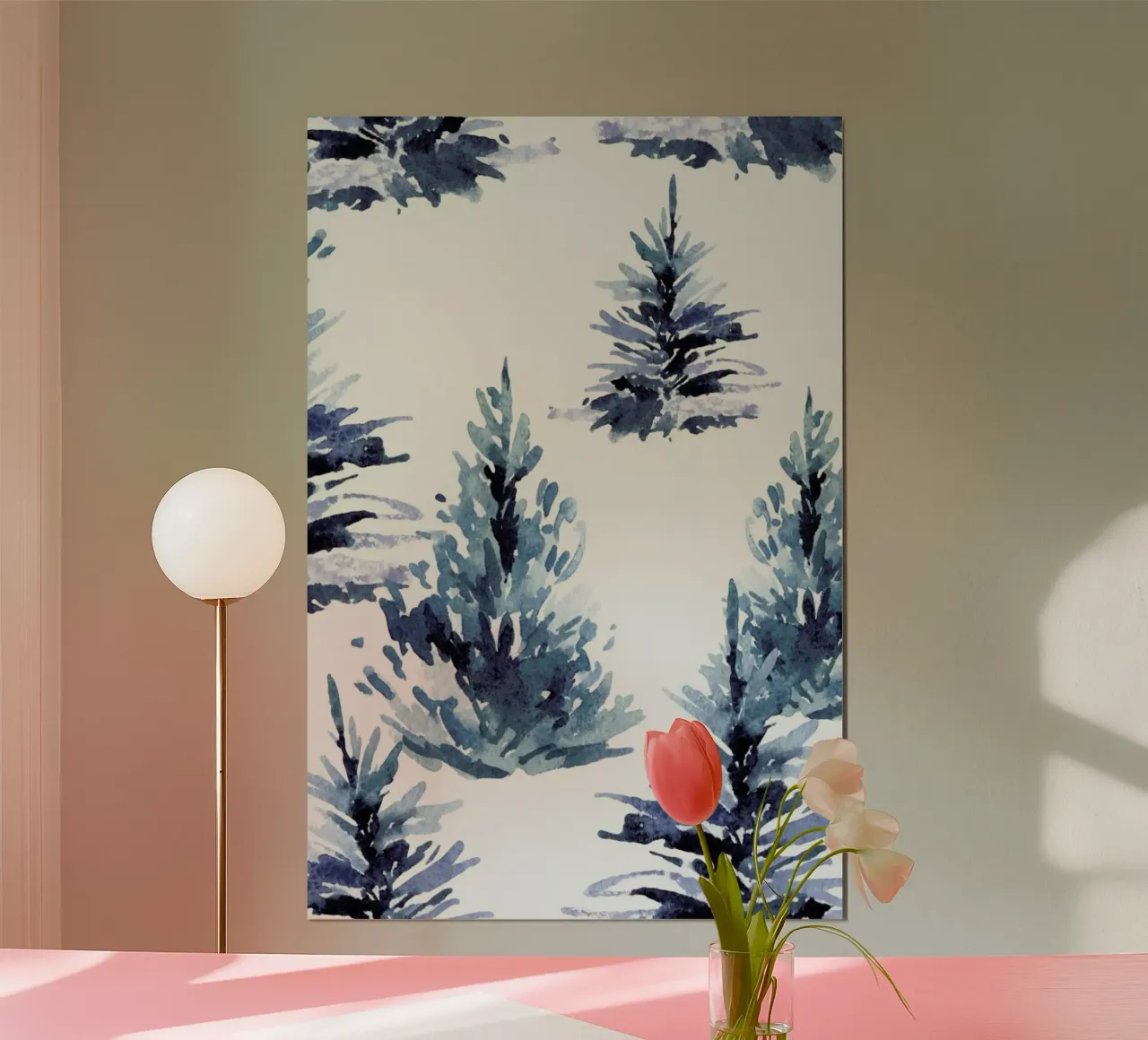 Ink Firs poster con telaio in alluminio da Flora & Fauna