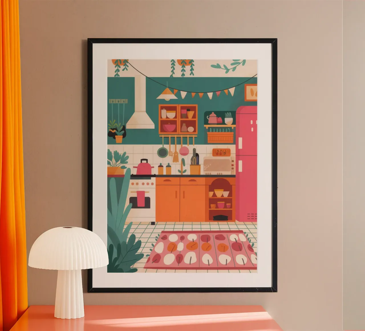 Fascino della cucina accogliente poster con telaio in alluminio da Lumina Vision