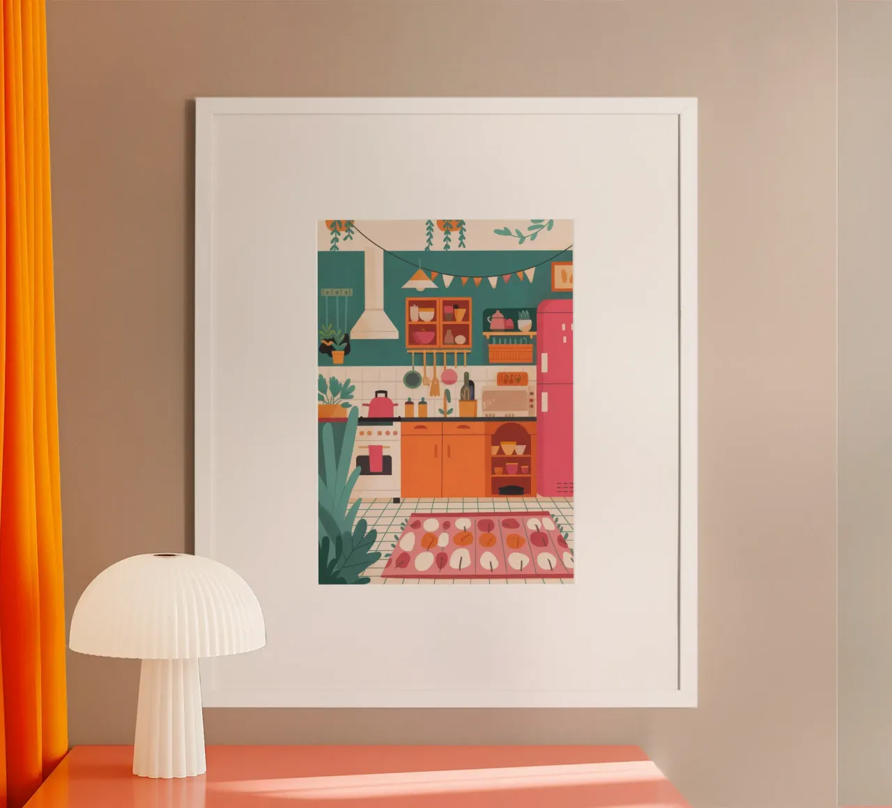 Fascino della cucina accogliente poster con telaio in alluminio da Lumina Vision