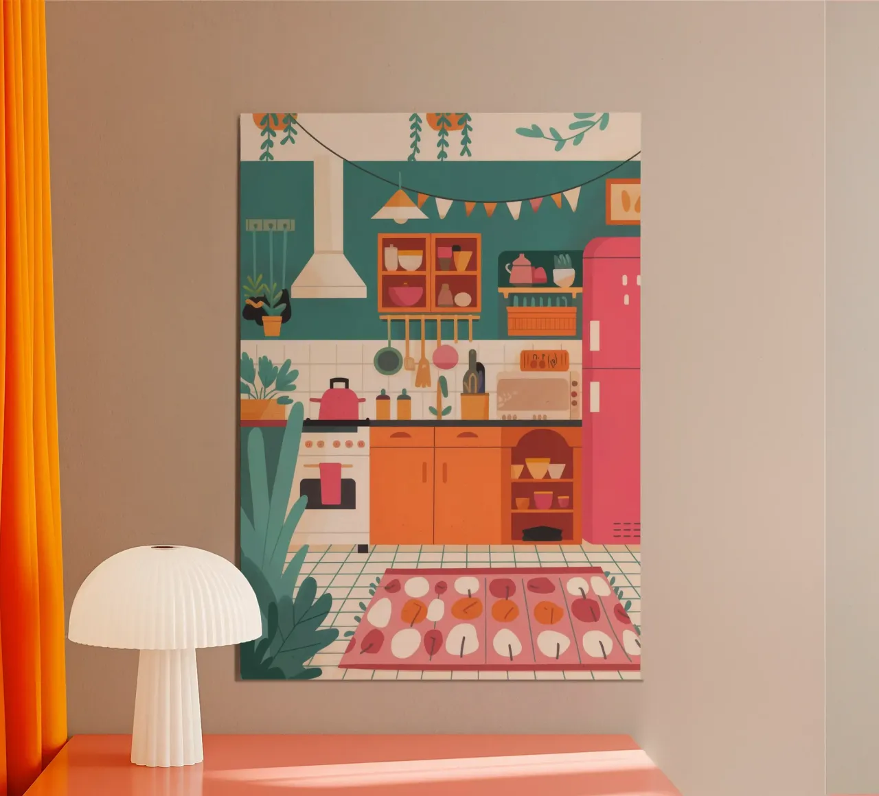 Fascino della cucina accogliente poster con telaio in alluminio da Lumina Vision