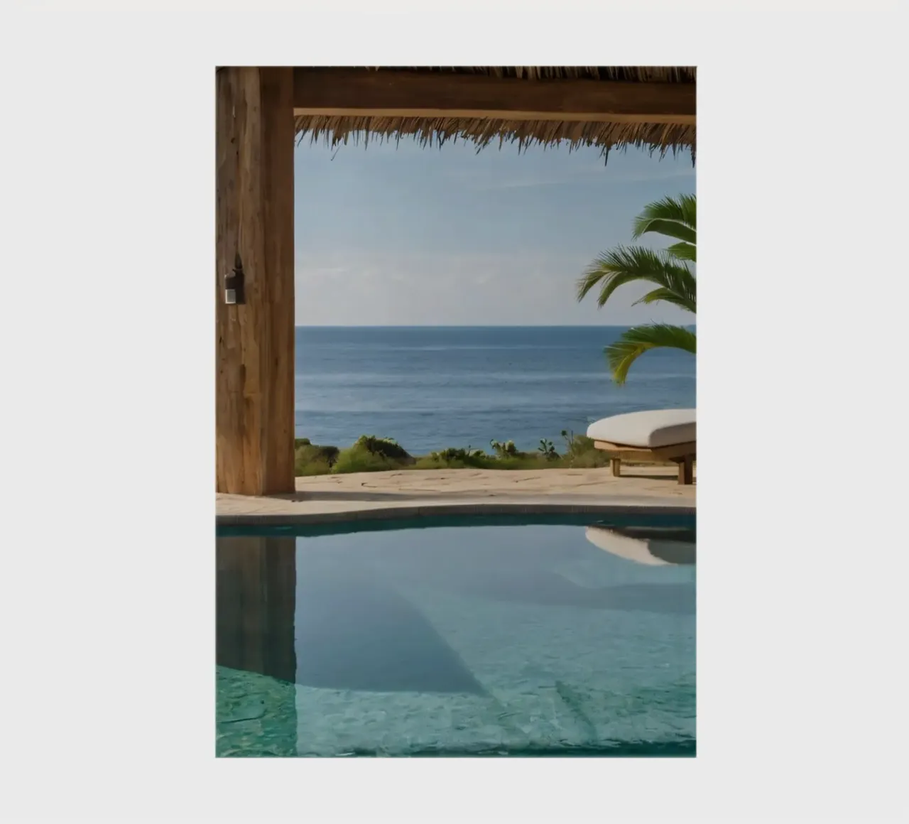 Relaxing by the tranquil poolside with ocean view notebook by DesignDoodle