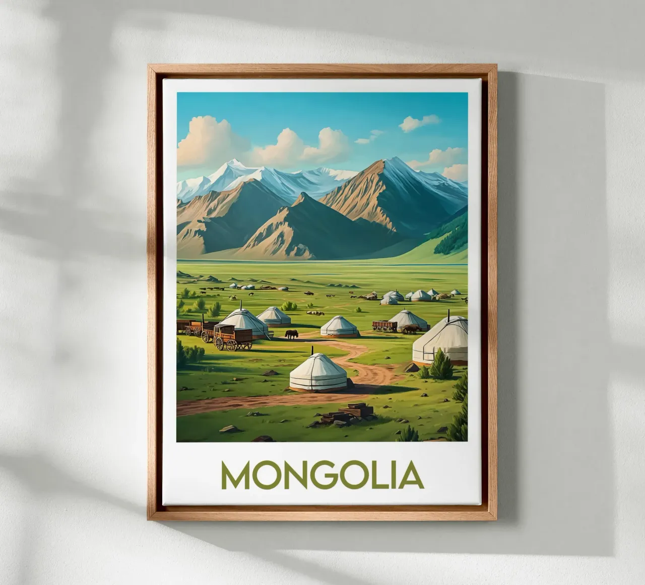Affiche Mongolie tela con Cornice a cassetta da Frame the World