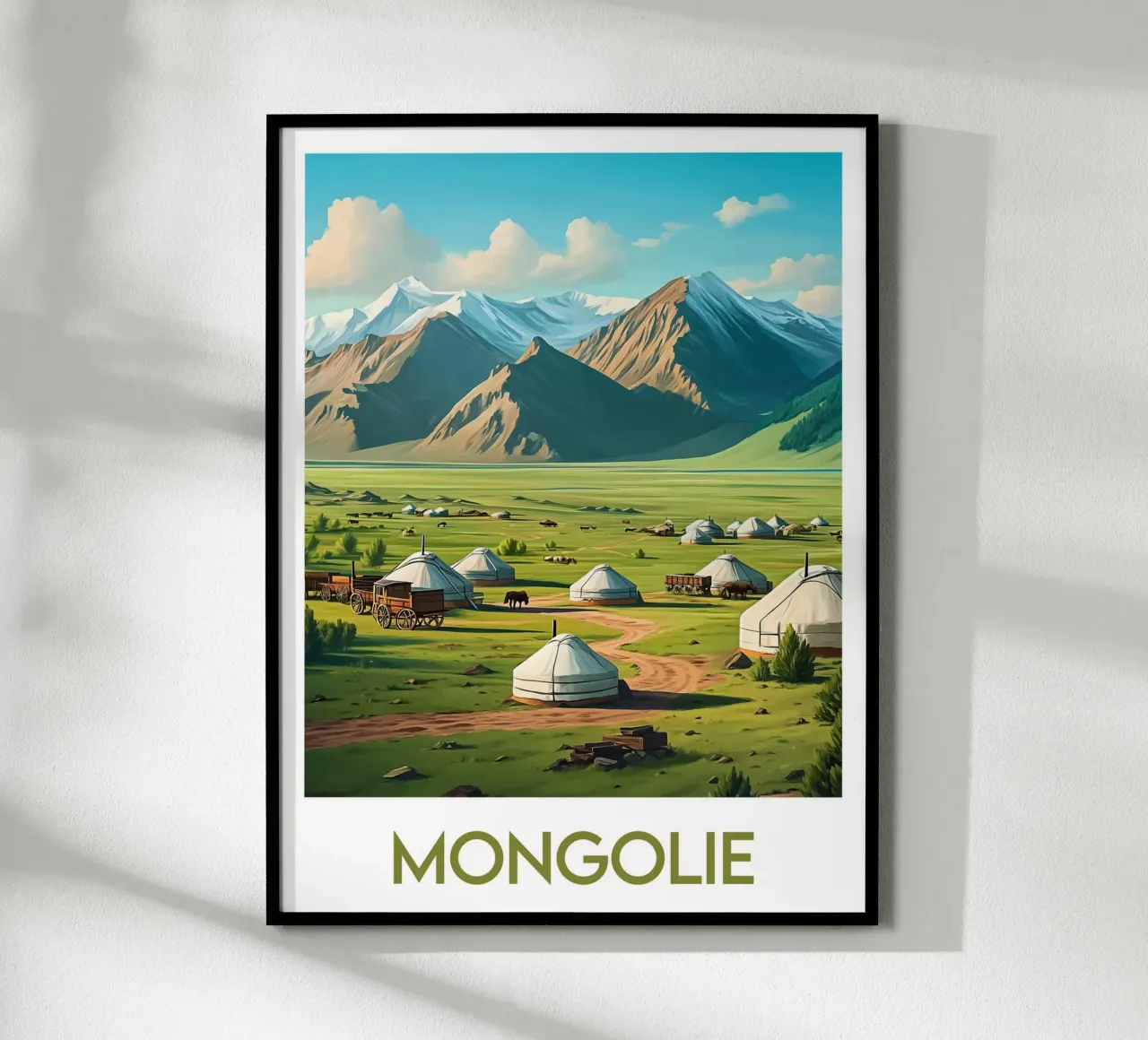 Affiche Mongolie poster con telaio in legno da Frame the World