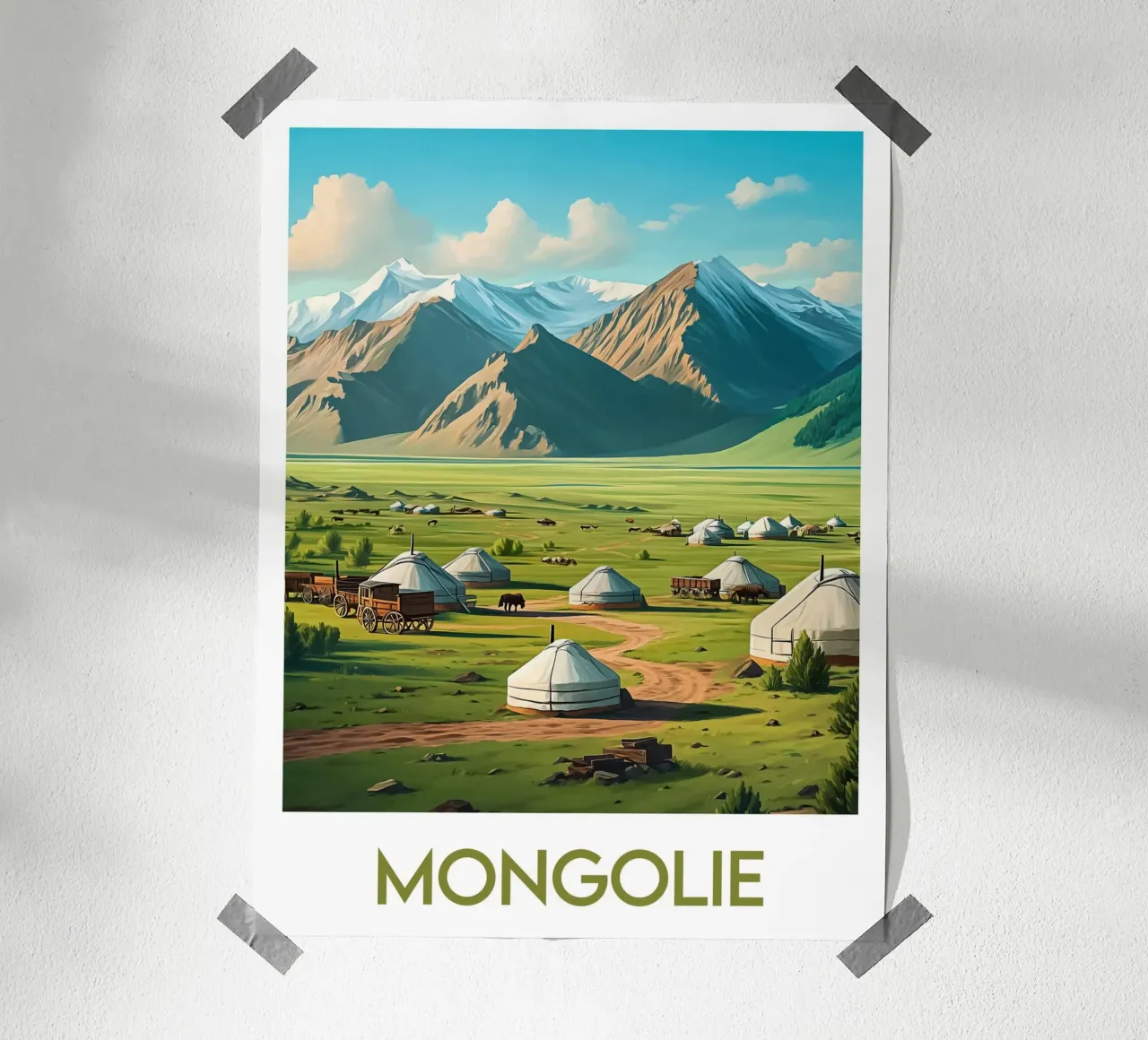 Affiche Mongolie poster con telaio in legno da Frame the World