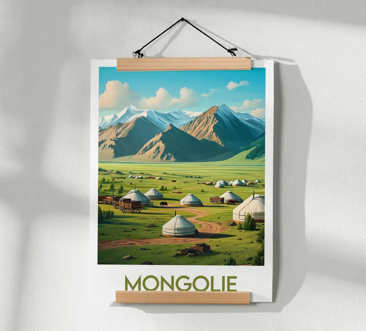 Affiche Mongolie poster con telaio in legno da Frame the World