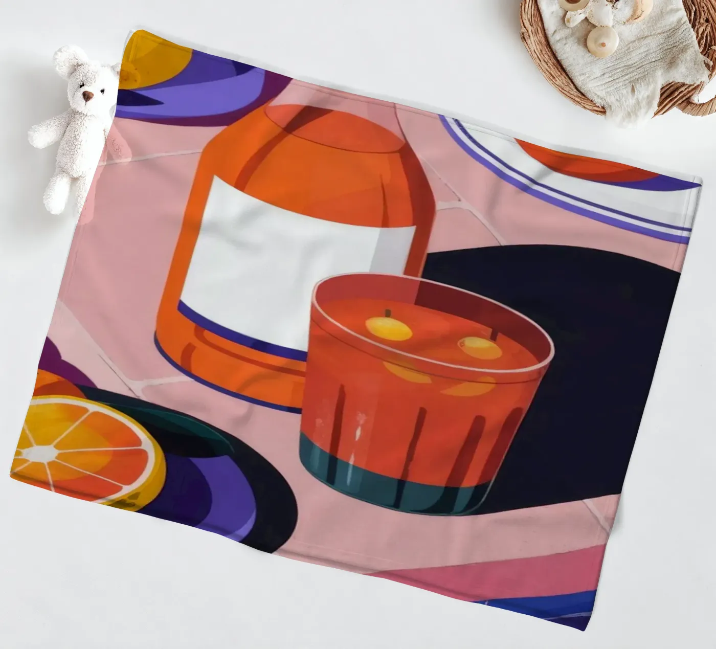 Poolside Citrus Refresh fleece blanket by Lumina Vision