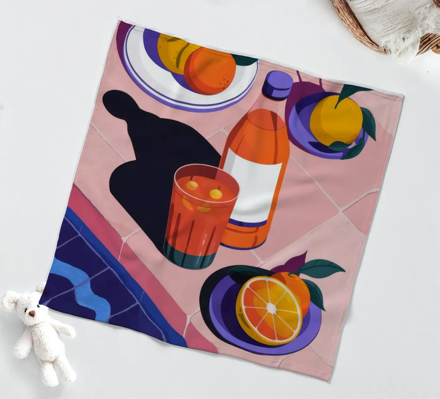 Poolside Citrus Refresh fleece blanket by Lumina Vision