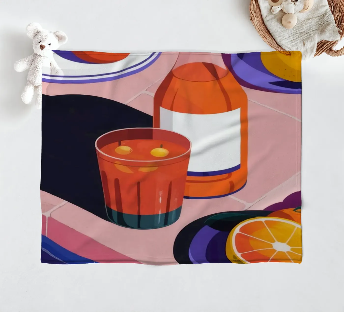 Poolside Citrus Refresh fleece blanket by Lumina Vision