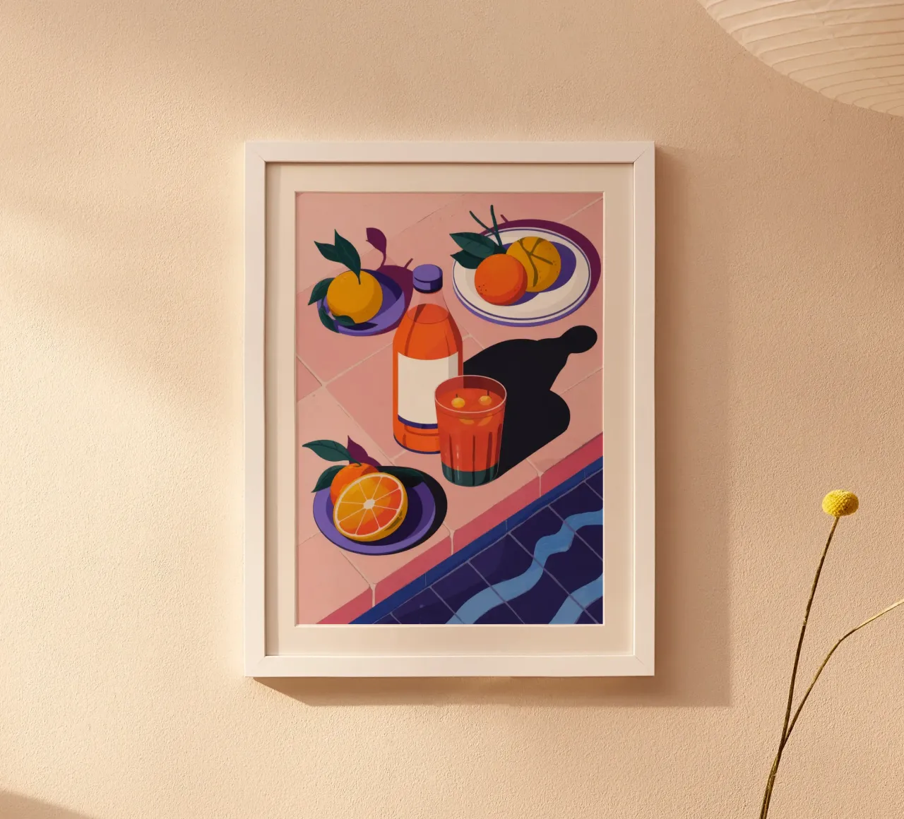 Erfrischung am Pool mit Zitrusfrüchten Poster von Lumina Vision