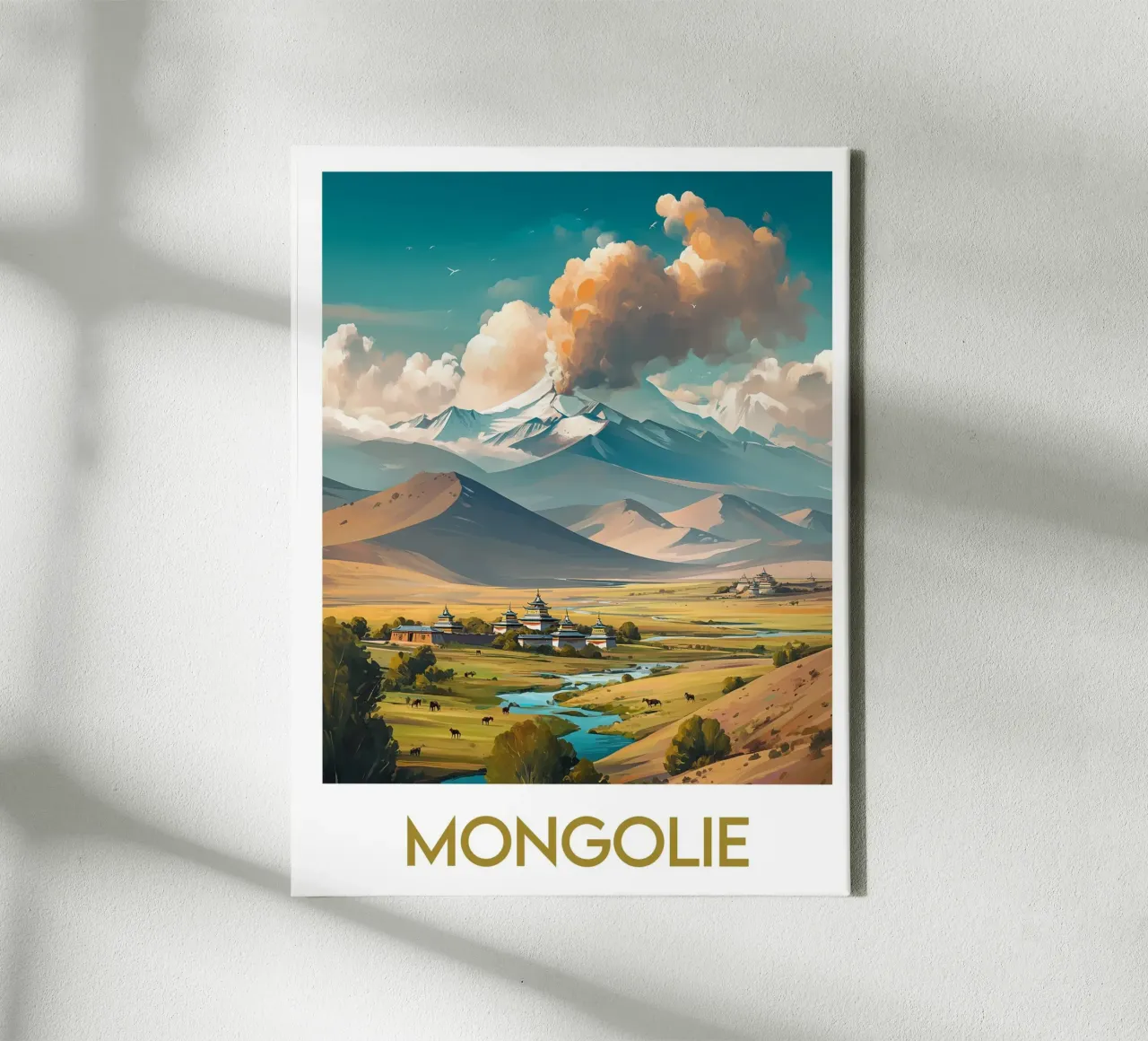 Affiche Mongolie tela con Cornice a cassetta da Frame the World