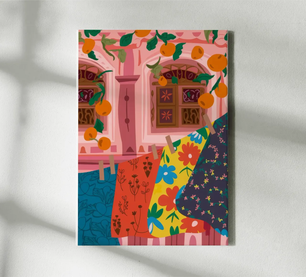 Kleurrijke textielharmonie canvas met Baklijst van Lumina Vision