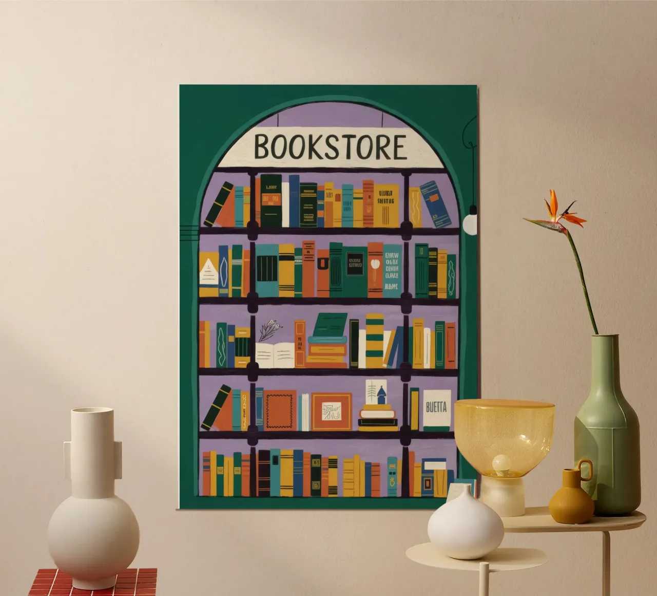 Il paese delle meraviglie in libreria alluminio dibond da Lumina Vision