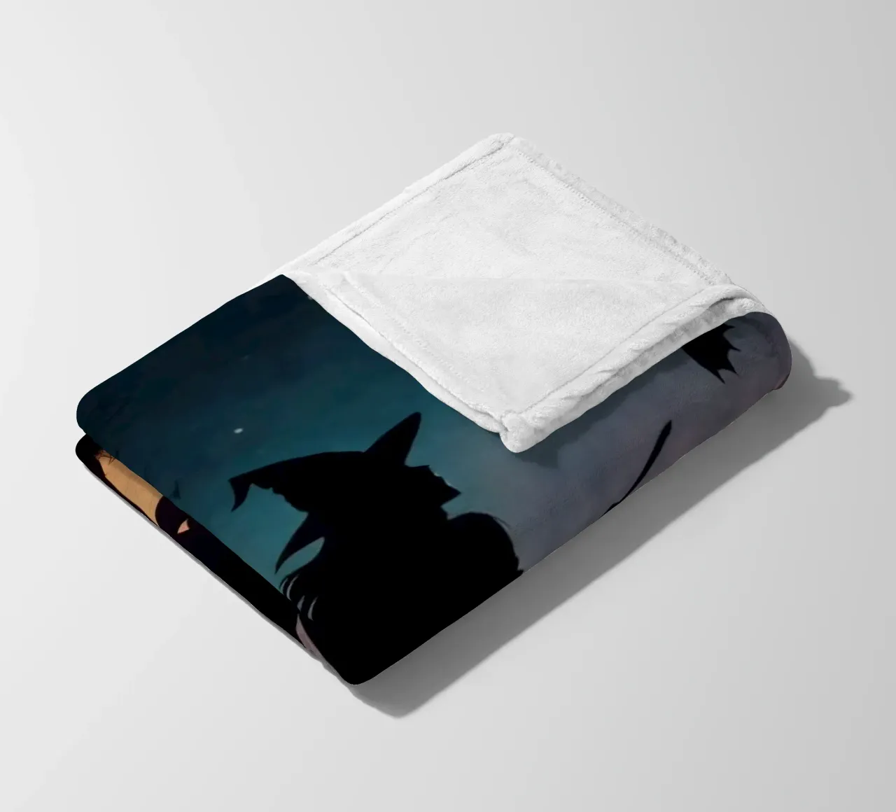 Silhouette d'une sorcière volant sur un balai dans une chauve-souris crépusculaire. plaid polaire de DesignDoodle