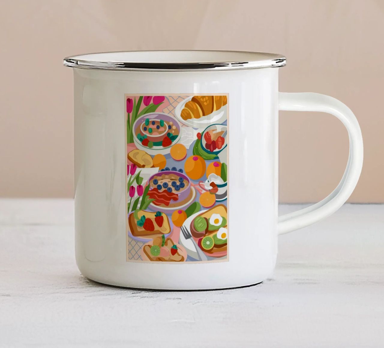 Colazione tazza in smalto da Lumina Vision