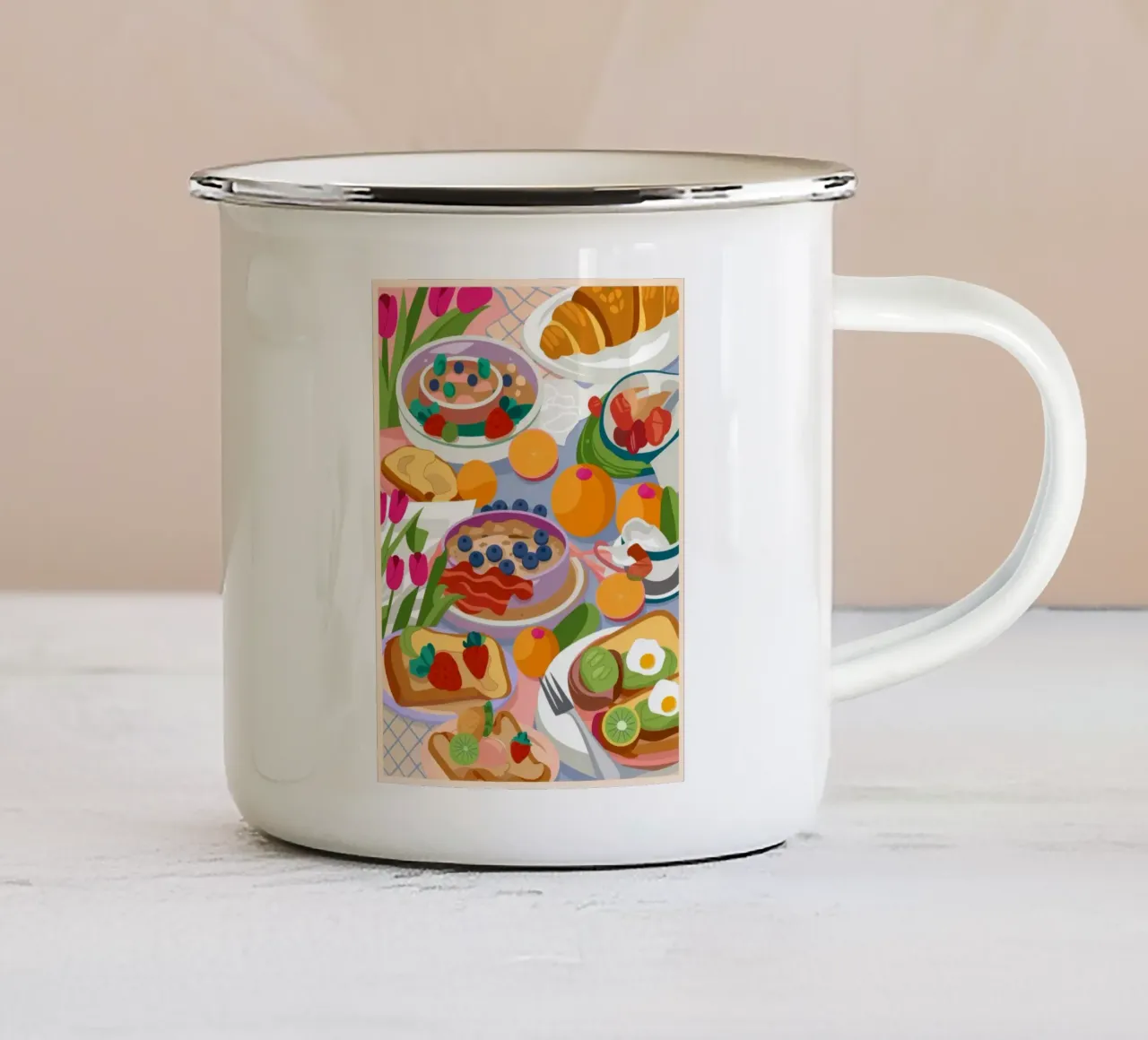 Colazione tazza in smalto da Lumina Vision