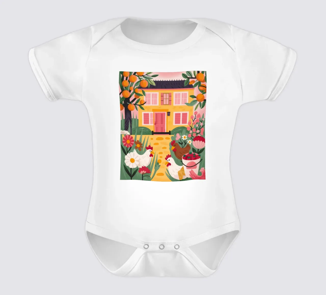 Incantevole cottage floreale body neonato maniche corte da Lumina Vision