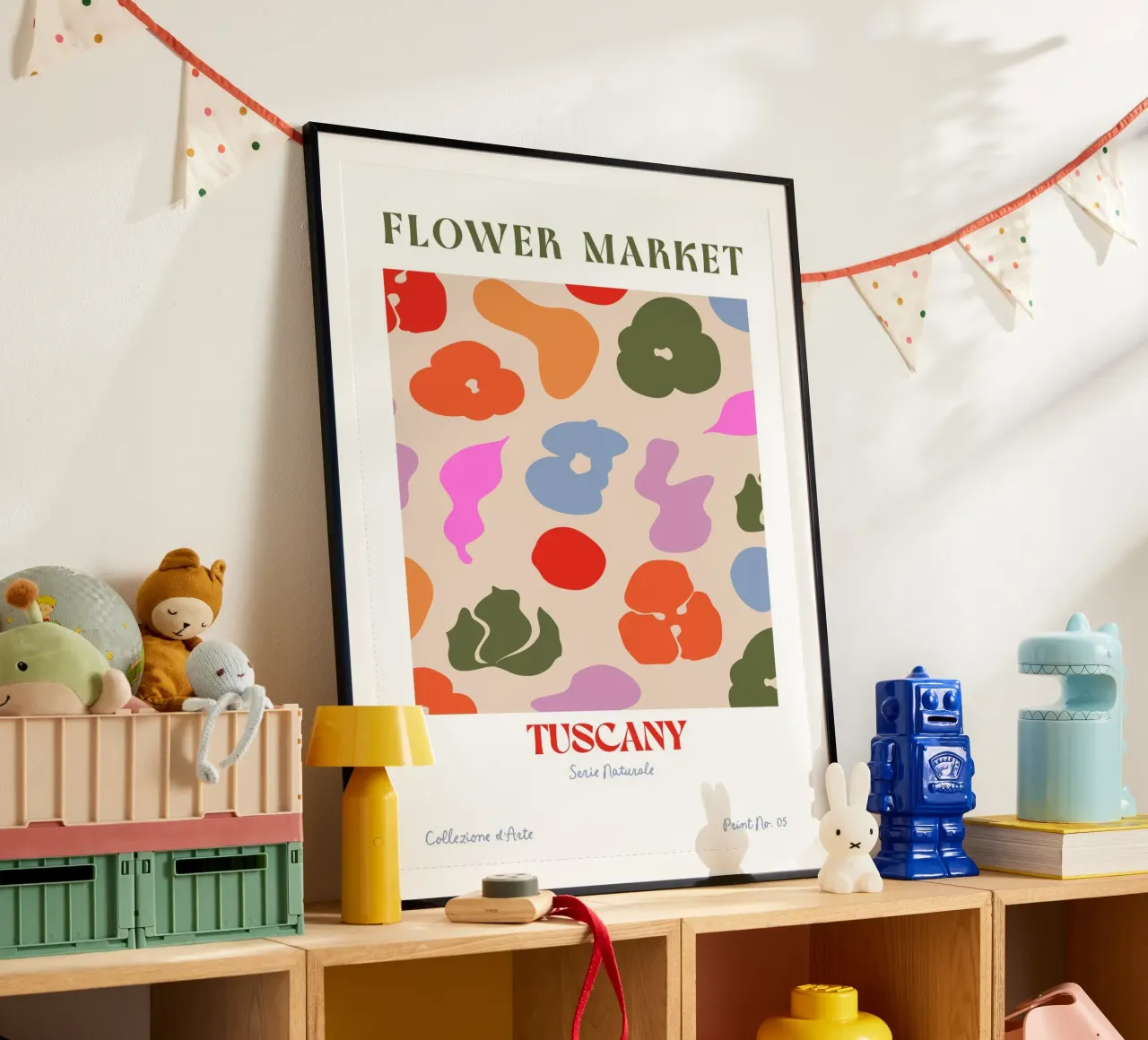 Flower Market Tuscany No 02 poster con telaio in plastica da treechild