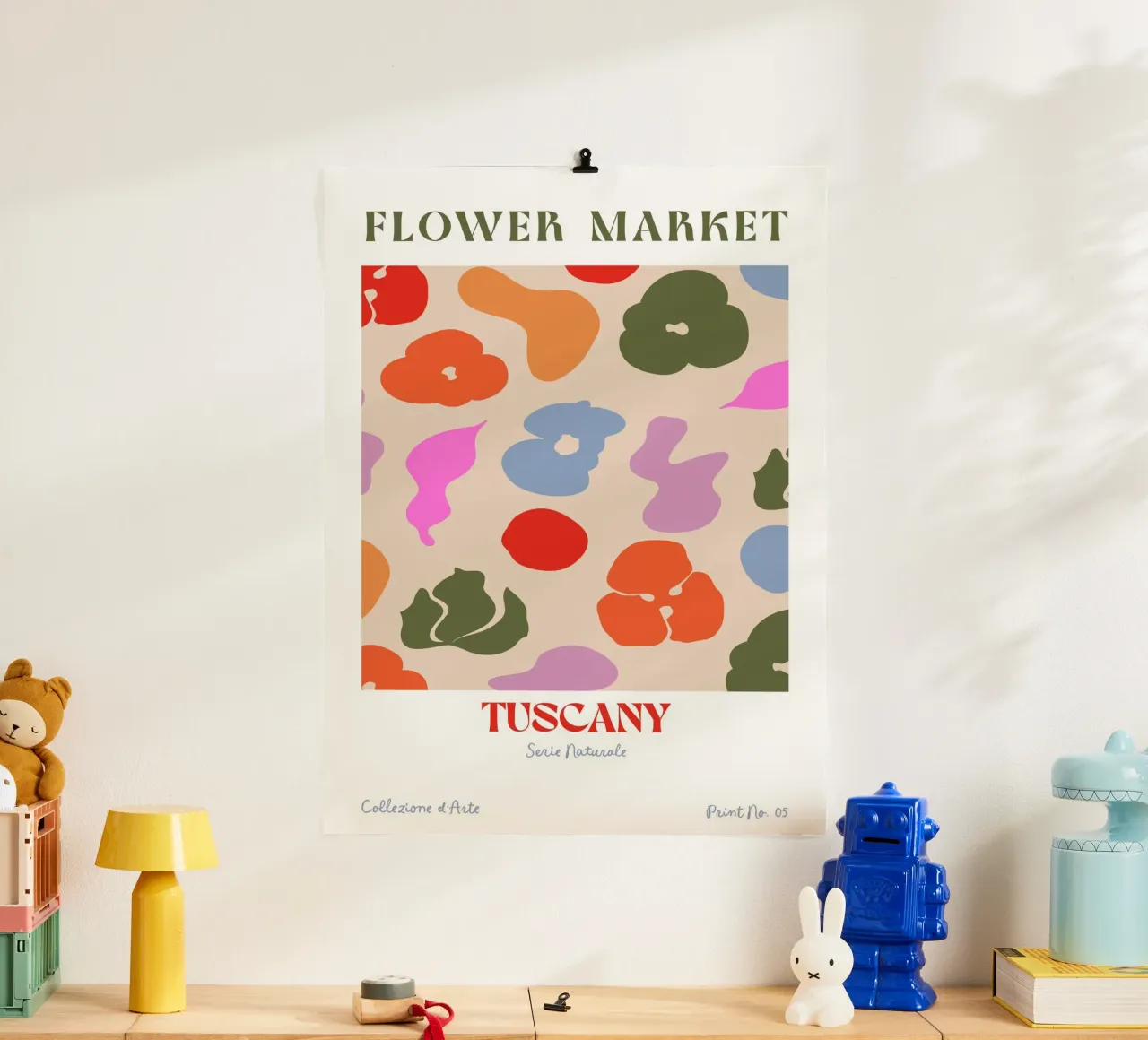 Flower Market Tuscany No 02 poster con telaio in plastica da treechild