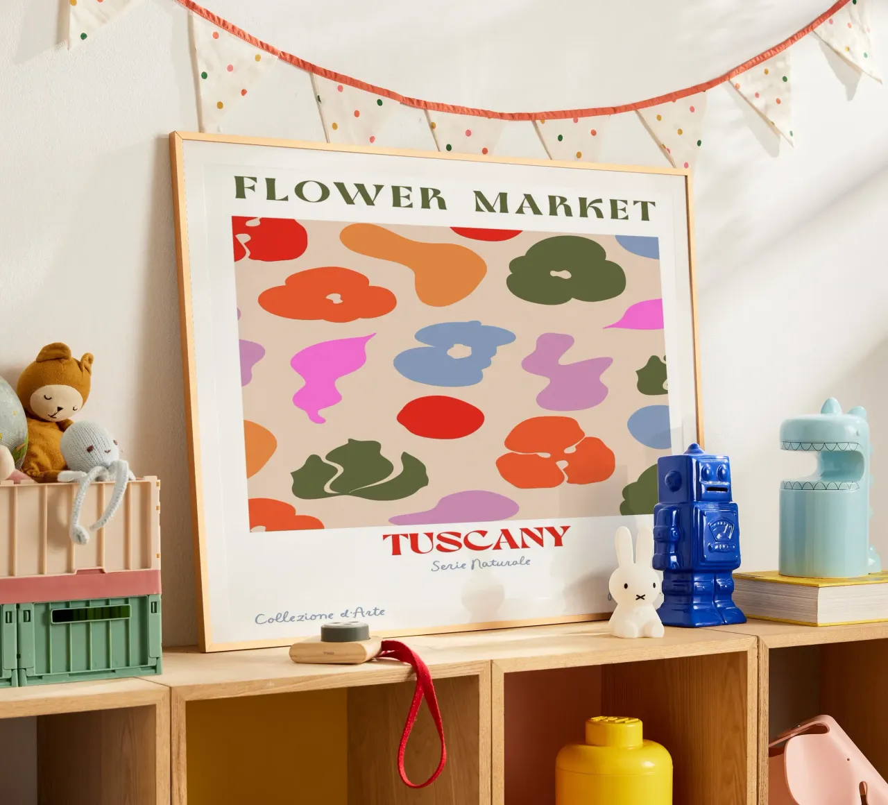 Flower Market Tuscany No 02 poster con telaio in plastica da treechild