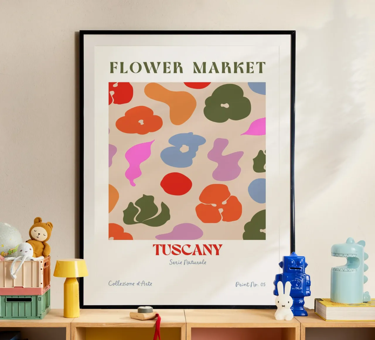 Flower Market Tuscany No 02 poster con telaio in plastica da treechild