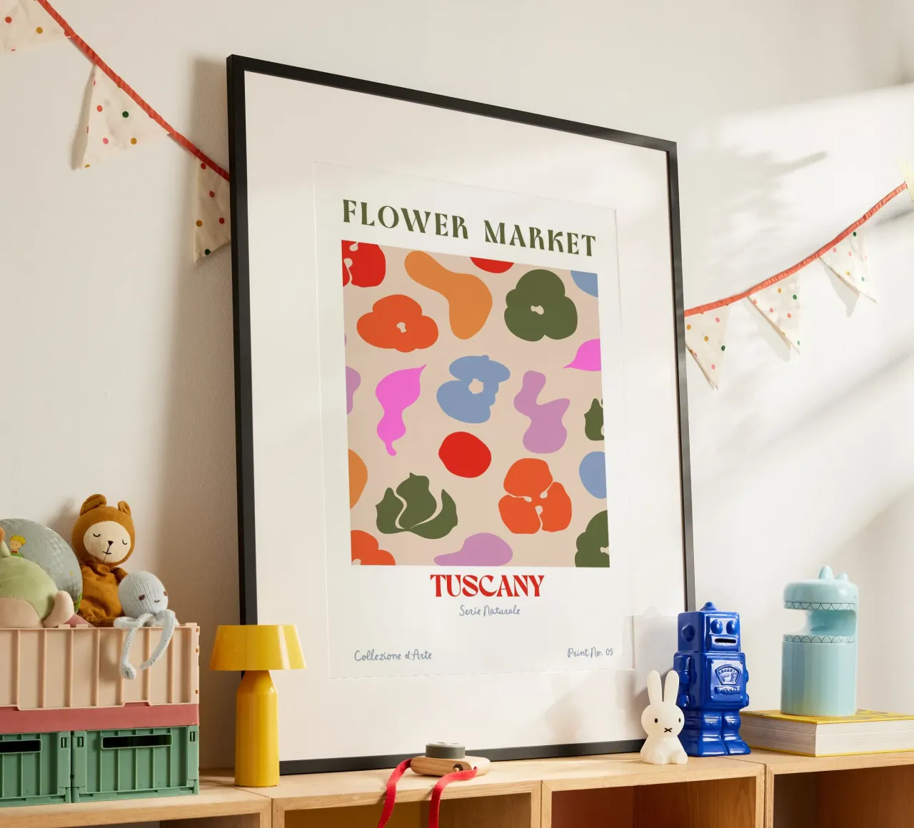 Flower Market Tuscany No 02 poster con telaio in plastica da treechild