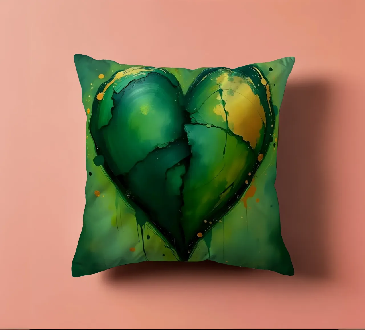 cuore_verde_oro_4 cuscino da Pink- und LoveArt by LK