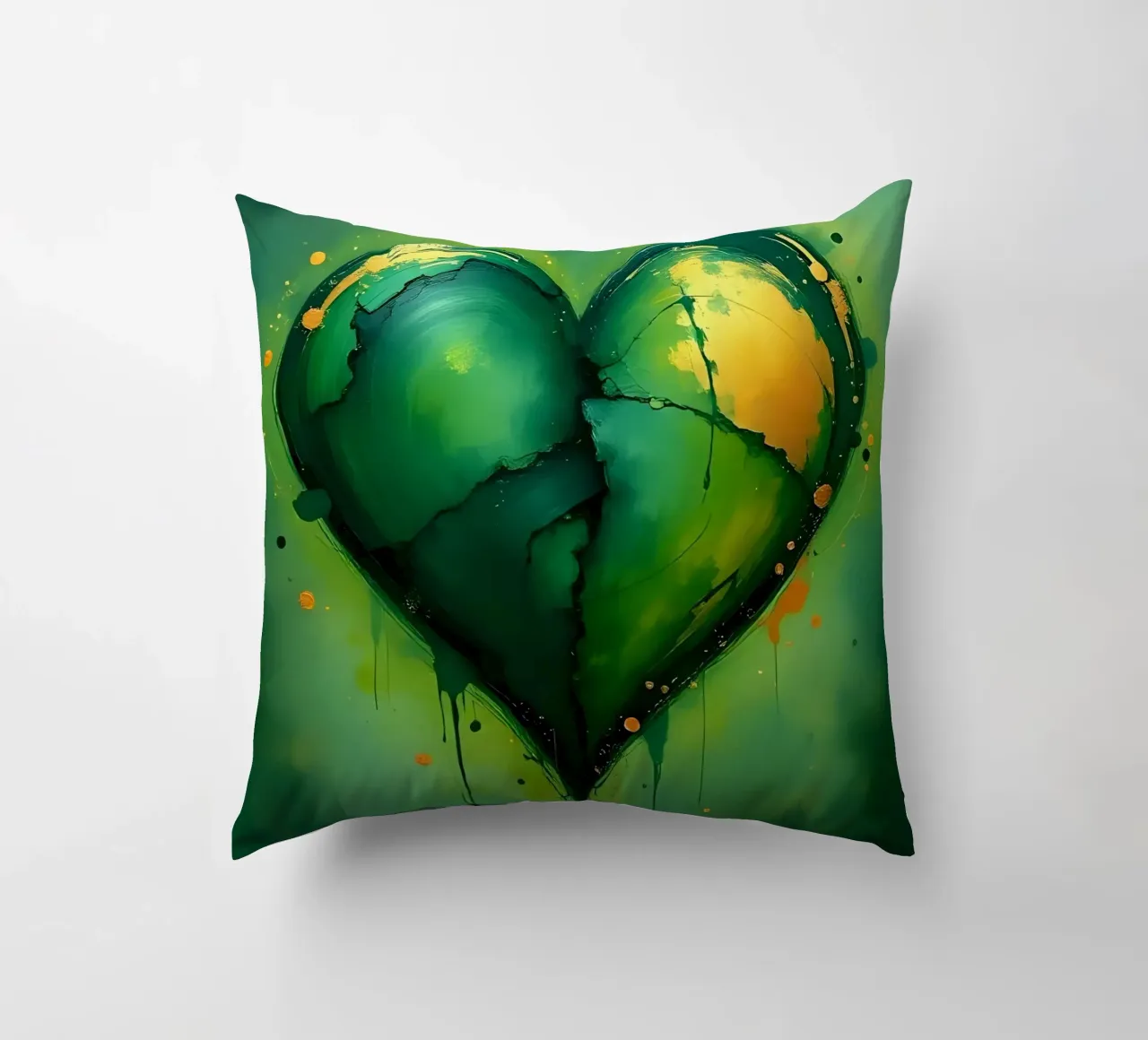 cuore_verde_oro_4 cuscino da Pink- und LoveArt by LK