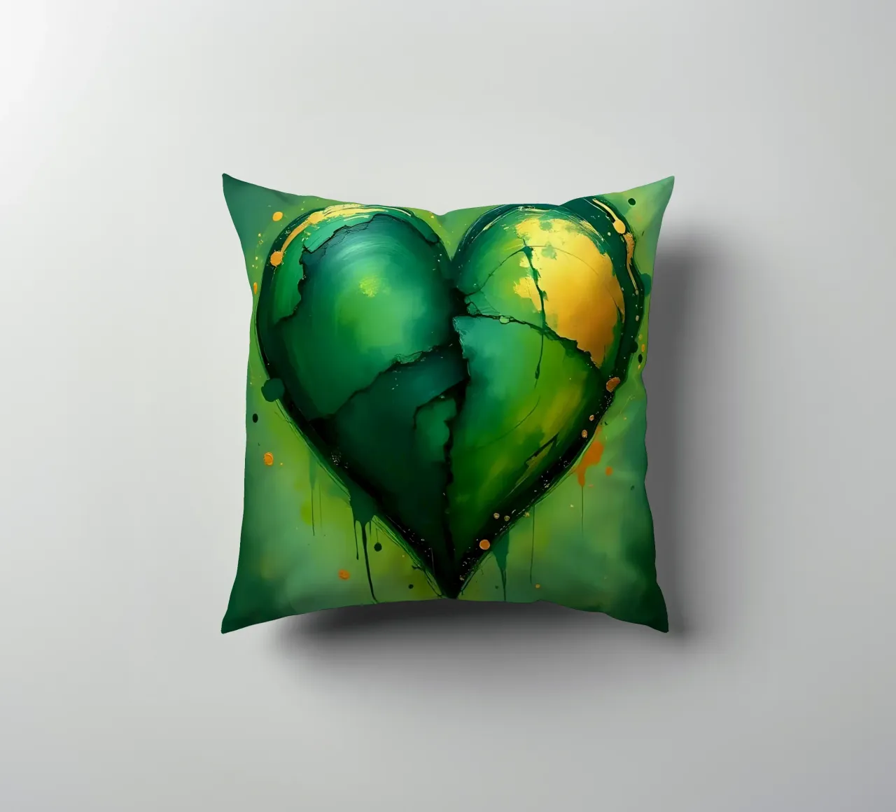 cuore_verde_oro_4 cuscino da Pink- und LoveArt by LK